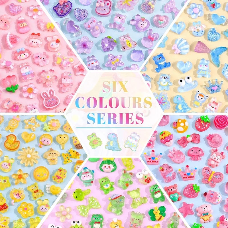 Glitzest 150PCS TINKRSTUFF Slime Charms Jelly Cute Flatback Resin Charms For Slime, Random Kawaii Decoden Charm for Embellishments Phone Junk Case Charms Bulk, Scrapbooking Crafting & DIY Decor(6 Color Series) - Image 3
